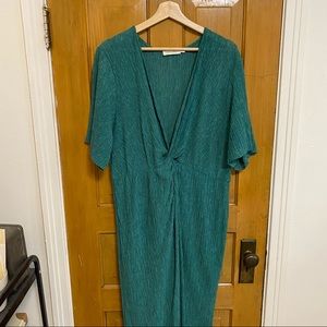 All in favor deep V emerald dress